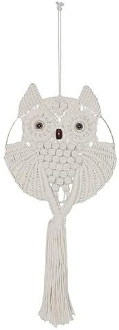 Yulakes Eule Makramee Wandbehang Wandteppich，Wanddeko Wandteppiche aus Baumwolle Handgefertiges ，Woven Wanddeko Wandteppich,Böhmische Tapisserie Gewebte Haus Dekoration Boho Home Deco (Big)