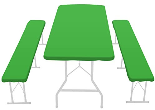 3 TLG Biertischauflagen Set mit Sitzpolsterung,Wasserdichte Oxford-Stoff Camping Tischdecke mit Elastischen Kanten für Bierzeltgarnitur, Picknicktisch-Abdeckung mit Bankabdeckungen für Outdoor (D)