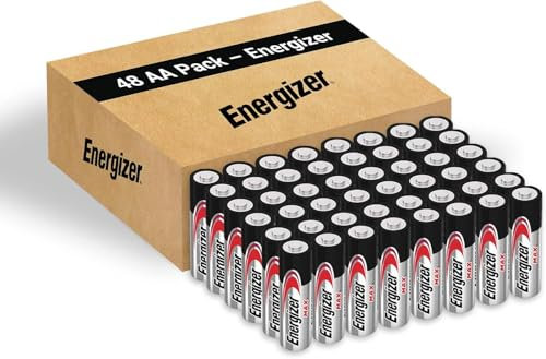 Energizer Max Lot de 48 Piles AA, Piles alcalines Basiques pour Usage Quotidien et Industriel, sans sulfatations, avec 10 Ans de durée de Vie