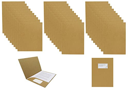 Smiling Art 30er Präsentationsmappe aus 320g /m² Kraftpapier in A4 Format, Dokumentenmappe, Aktentasche, Aktenordner, Ordnungsmappe Ideal fürs Büro Schule Uni 31 x 24 cm (Beige, 30er)