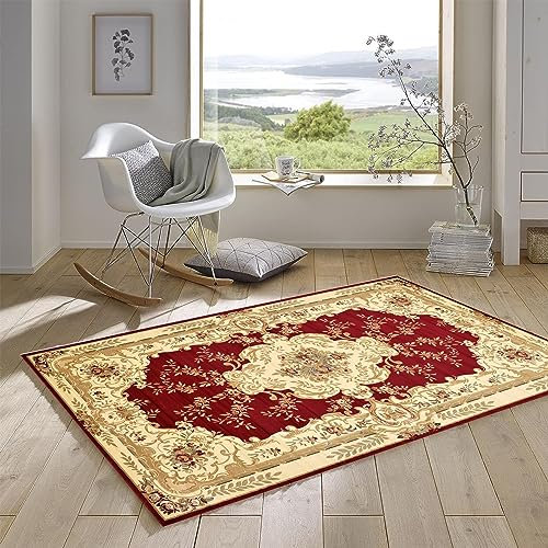 YANHONG Handwebteppich Läufer Teppich 50 x 260 cm Waschbar Polyester Anpassbar Teppichläufer für Wohnzimmer, mit rutschfestem Gelrücken für Drinnen und Draußen, Rot