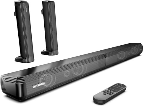 ULTIMEA 2.2ch Sound Bars for TV, Peak Power 100W, App, 2-in-1 Detachable Bluetooth 5.3 Soundbar, BassMX, 3 EQ Modes, VoiceMX for Clear Dialog, HDMI/Optical/Aux/Wall Mount, Apollo S40 Pro, 2025 Version