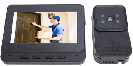 Système D'interphone Vidéo, Système D'interphone Vidéo de 4,3 Pouces, Kits de Caméra HD Grand Angle 5MP et 120 °, Système de Caméra de Porte D'entrée à Vision Nocturne pour Villa