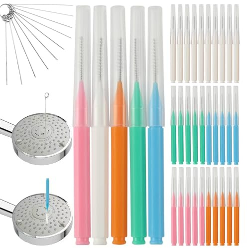 Lot de 30 brosses de Nettoyage pour pommeau de Douche pour Petit Trou, Outil de Nettoyage Multifonctionnel Anti-encrassement avec boîtes de Rangement, Cure-Pomme de Douche pour Salle de Bain