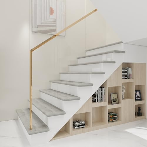 neu.holz Treppenstufen Verkleidung Bunschoten 2er Set Treppenverkleidung zum Kleben 120 x 32 x 4,6 cm mit Treppenkantenprofil PVC Treppenbelag Eichenoptik grau