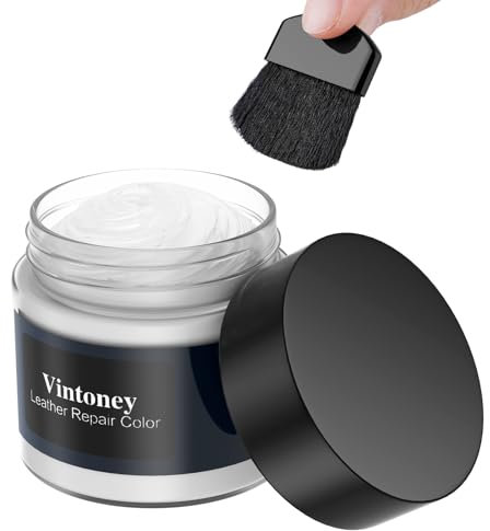 Vintoney set di riparazione per pelle, 50 ml crema bianca per riparazione pelle, balsamo per la cura della pelle, riempitivo per volante in pelle auto, divano, giacca, portafoglio, cintura, scarpe e