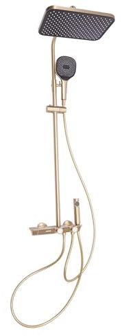 Système de douche thermostatique avec douchette à main de 25 x 12 cm, pistolet pulvérisateur haute pression, colonne de douche, panneau de douche en acier inoxydable