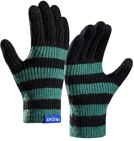 YAMEIZE Touchscreen Striped Winter Strick Handschuhe - für Damen Herren Gestrickte Winter Warme Dicke Weiche Strick Handschuhe Touchscreen Fahren Im Freien