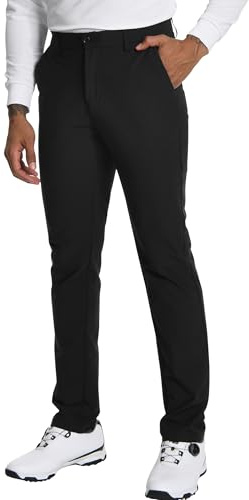 Pioneer Camp Pantaloni da golf da uomo, elasticizzati, traspiranti, lunghi, con elastico in vita e 3 tasche funzionali, Nero , 36 W/32 L