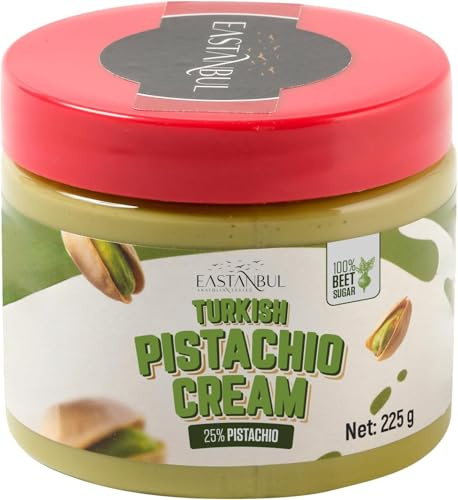 Eastanbul Pistachio Cream, Pistachio Butter, Spread in Breakfasts, 225g | Turkish Pistachio Cream for Dubai Chocolate Bar Kit, Pistachio Paste for Dubai Chocolate Bar, Crema de Pistacho, No Palm Oil