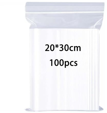 huruirui Sachets Plastiques Refermables Sachet Plastique Transparent 20x30cm Épaissir Petit Taille Sachet Zip Pochon Plastique Fort et Robuste Stockage Hermétique de Petits Objets 100mµ 100pcs