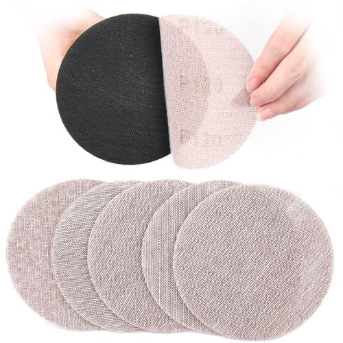 Sruhrak 125mm Schleifgitte Klett, 50 Stück Körnung 120 Schleifnetz Set | Effiziente Staubentfernung Abranet für Wandschleifer, Netzschleifpapier für Holz, Metall, Auto, Lack
