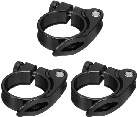 sourcing map 3pcs Bike Seat Post Clamp 34.9mm Bicycle Clamp Aluminum Alloy Quick Release Seat Post Collar for Diameter 30.4 to 31.6mm Bicycle Mountain Road Bike Tube, Black