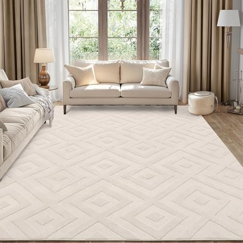 Enyhom Teppich Wohnzimmer Esszimmer Kurzflor Waschbarer Küchenteppich Moderner Wohnzimmerteppich Pflegeleicht Teppiche für Schlafzimmer, Beige, 200 x 290cm