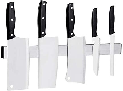 GLETSF Knife Block Knife Storage Knife Holder Knife Stand Magnetic Knife Holder Stainless Steel Wall Mount Strip Bar Rack Storage For Knives Metal Utensils Tools Knife OrganizerSilver-51cm