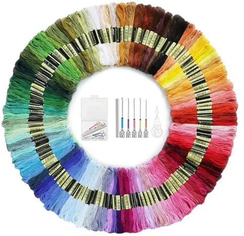 HSUYUN 100 Colores Hilos de Bordar, Costura Hilos para Pulseras, Color Hilo Punto de Cruz, Adecuado para Bordado, Costura de Ropa, Decoraciones Festival y Manualidades