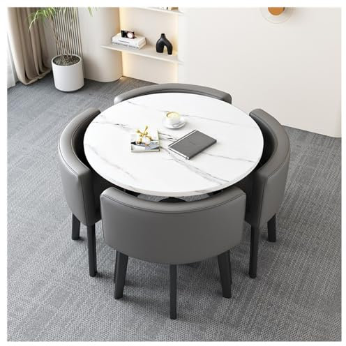 Modernes rundes Couchtisch-Set für Büro, Empfang und Konferenzraum, stilvoller Ess- und Besprechungstisch mit Stühlen, perfekt für Küche und Verhandlungsräume
