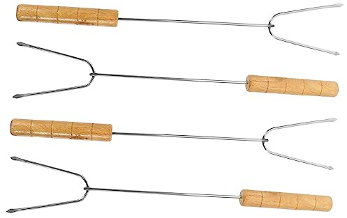 Kisangel 4 Pezzi Spiedini Inossidabile per Bbq con Legno per Carne e Verdure per e Grigliate All