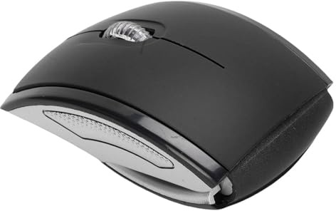 Asixxsix Vikbar mus, 2,4 GHz vikbar trådlös mus, ergonomisk bärbar resemus med mottagare och magnetisk avstängning, för PC, dator, bärbar dator (Svart)