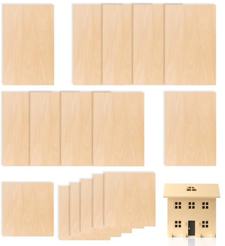 16-Piece Balsa Wood Sheets, 3 Sizes Unfinished Wood Boards for DIY Wood Burning Art, Craft Projects, School Assignments, Home Decor and Personalized Gifts, Lightweight and Smooth Surface