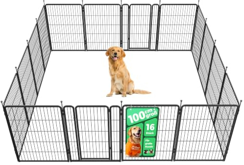 FXW Aster Welpenauslauf für Garten & Camping, 100 cm, 16-teilig | Einfacher Aufbau, Robuste Ausführung, Flexible Formen, Für mittelgroße und große Hunde, Patentiert