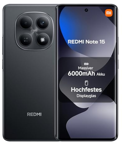 XIAOMI Redmi Note 15, Smartphone 8+128GB, Batteria da 6000 mAh, Resistenza all’acqua, Fotocamera super nitida da 108 MP, Display FHD+ da 6,77, Nero, Garanzia 2 anni, Caricatore non incluso