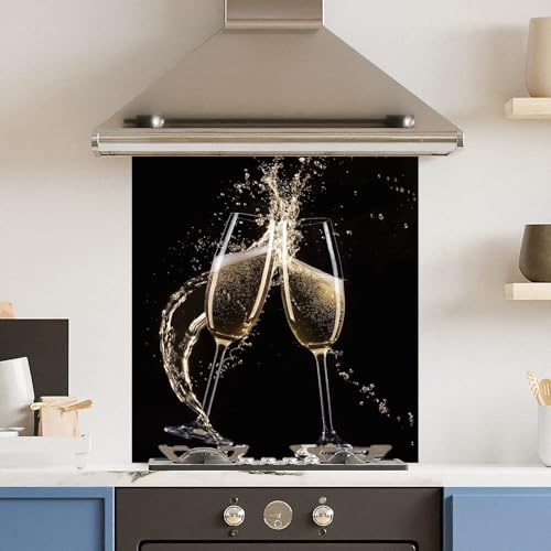 Premium 70 x 75cm Champagne Flute 6mm Glass Toughtened Kitchen Splashback