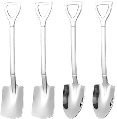 4 Pcs Stainless Steel Shovel Shape Spoon Pointed Spoon Coffee Tea Sugar Stirring Spoon Cake Dessert Spoon for Party
