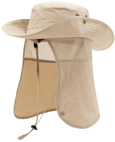 TOP-EX Sommer Sonnenhut Herren Damen mit Nackenschutz & breiter Krempe - UPF 50 UV-Schutz Wandern Safari Hut wasserdichter Anglerhut Outdoor-Hut für Spaziergänge & Gartenarbeit, Beige L/XL