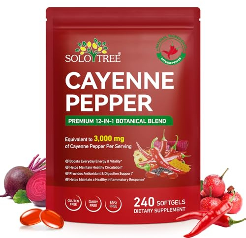 Cayenne Pepper Capsules | 240 Capsules | 3000mg per Serving | Cayenne Pepper Softgels Supplement with Beetroot Extract, Turmeric Curcumin, Hawthorn & Vitamins | Non-GMO