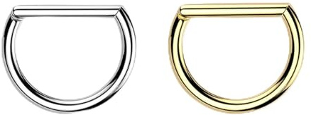 KSJEHW 4 Stücks Body Nipple Bars Titanium Nipple Rings 14G Clicker Nipple Piercing Jewellery Nipple Barbell for Women Men 14MM Nipple Piercing Bar Gold + Silber