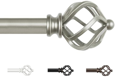 KAMANINA Extendable Curtain Poles Antique Silver 80-218 cm, for Living Room