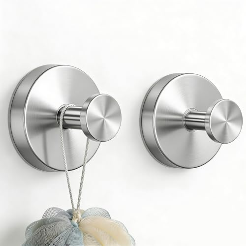YUNISS Gancio a Ventosa, 2 Pezzi, Portasciugamani Con Ventosa, Riutilizzabili, Ganci da Bagno in Acciaio Inossidabile Con Ventose, per Cucina, Bagno, Finestra Iiscia, Vetro (Argento)