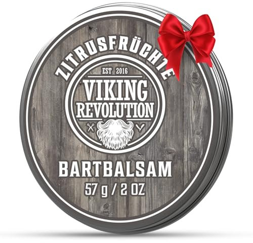 Viking Revolution Beard Balm - All Natural Grooming Treatment with Argan Oil & Mango Butter - Strengthens & Softens Beards & Mustaches - Citrus Scent Leave in Conditioner Wax for Men - 1 Pack