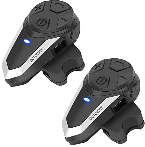 BETOWEY Interfono Moto Bluetooth Coppia BT-S3 Interphone con Auricolari Bluetooth per Casco Moto