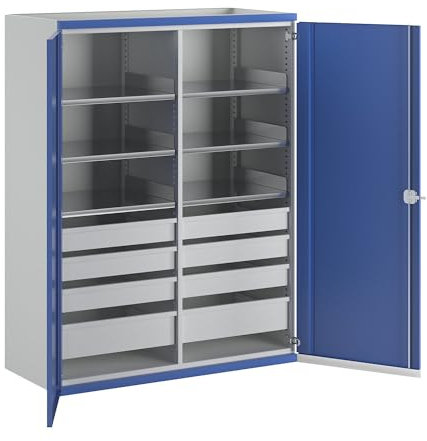 ANKE | Schwerlastschrank Jumbo mit Trennwand | 8 Schubladen à 6 x 120 | 2 x 180 mm | HxBxT 1950 x 1484 x 690 mm