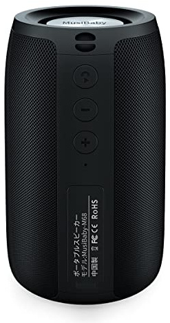 Musibaby M68 Portable Bluetooth Speaker, Bluetooth Speakers Wireless with Deep Bass, Small Waterproof Speaker for Home and Outdoor Use, Dual Pairing, FM Radio, USB/AUX Input, 24H Playtime,Black
