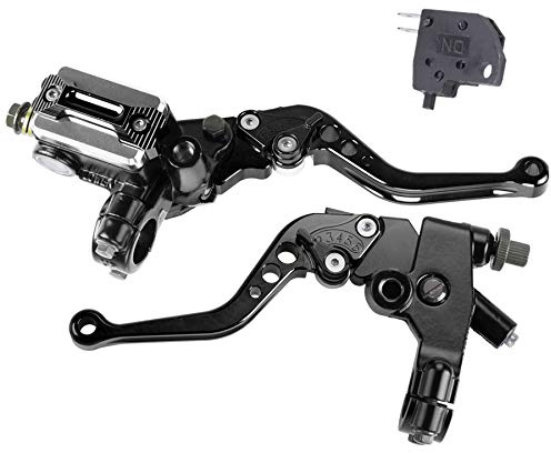 MRELC Universal Motorcycle 7/8 22mm Handlebar Brake Master Cylinder Clutch Lever CNC Left & Right Set Compatible with Harley Honda Kawasaki Suzuki Yamaha（ Piston Diameter 12.7mm(Black)