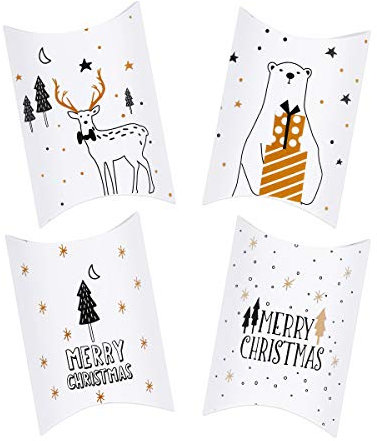 20 Stück Weihnachten Geschenkbox, Keksschachtel Pralinenschachtel Schachtel Klein für Weihnachten Geschenk Weihnachtsdeko mit Aufkleber