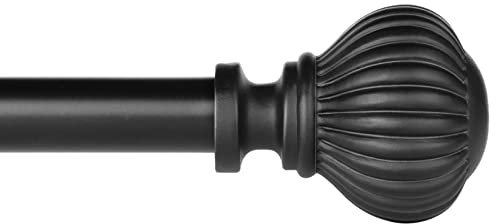 SZXIMU Gardinenstange ausziehbar Vorhangstange schwarz,71-122cm mit kugelförmigem Kürbis-Endstück 100cm 120cm angepasst Ø16mm für Schlafzimmer Esszimmer Wohnzimmer
