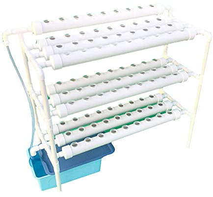 Fetcoi Hydroponic Grow Kit, sistema di coltivazione idroponica in PVC, tubo idroponico, colture per piante vegetali, kit di cere (3 strati/90 fori)