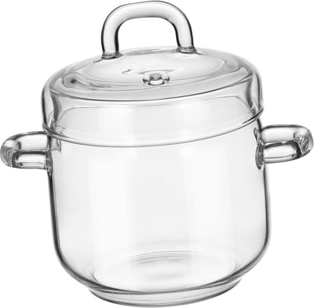 TOPBATHY Glass Stewing Pot with Lid Heat-Resistant Steam Bowl for Soups and Steamed Eggs Easy to Use Comfortable Grip for Restaurant and Home Cooking