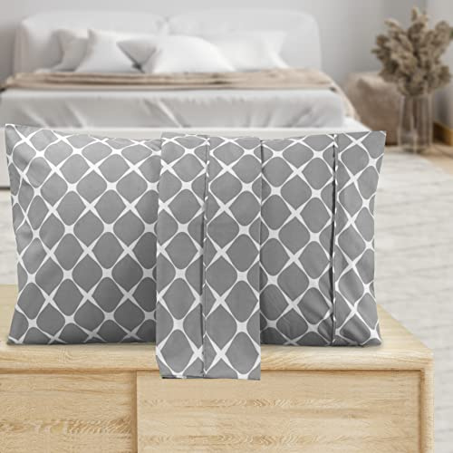 Valerian Bloomingdale Pattern Pillowcase 1500 Thread Count 2-Piece Set Super Soft, Easy Slip-On and Wrinkle Resistant, Bloomingdale King Pillowcase, Gray