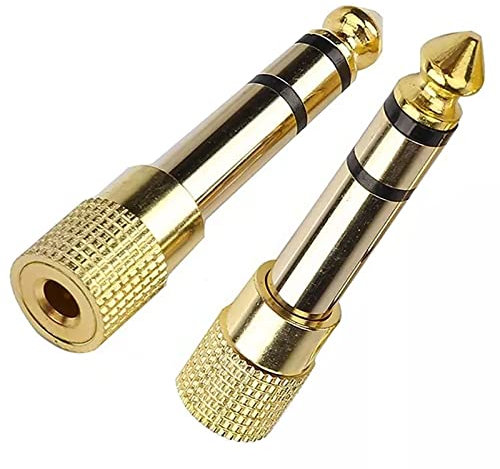 Longivia® 2 Pezzi Adattatore Jack Cuffie da 6.3 a 3.5 Rame Puro Placcato Oro Riduttore Jack 6.3 3.5 da Maschio a Femmina o da Piccolo a Grande Stereo AUX Amplificatore, Mixer, Amplificatore