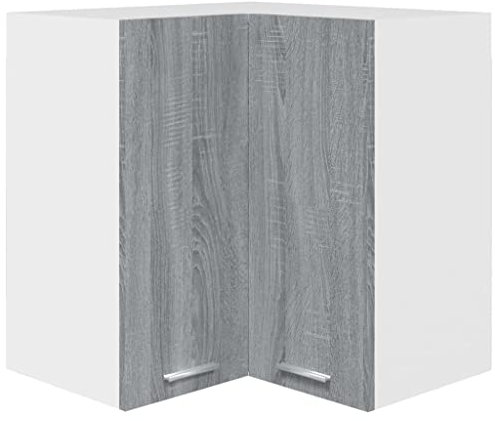 vidaXL Eck-Hängeschrank Lyon Grau Sonoma 57x57x60 cm Holzwerkstoff, Küchenschrank, Küchenzeile, Eckschrank, Küchenmöbel, Einbauküche Schrank