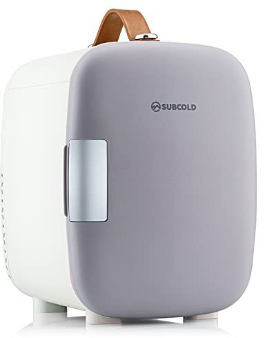 Subcold Pro4 Luxury Mini Fridge Cooler, 4 Litre / 6 Cans, Grey | AC and Exclusive USB Power Option, Portable, Small, Office, Bedroom, Car, Travel, Skincare, Cosmetics, Renewed
