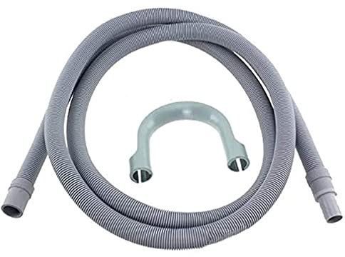 Terryshop74 Tubo Scarico Lavatrice 150 cm Flessibile Grigio – Universale, Made in Italy, con Curva a Gomito e Attacchi 22/18 mm in Gomma – Compatibile con Tutte le Lavatrici