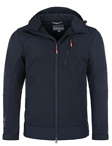 Blue Wave Herren Softshelljacke Bent - Outdoor-Jacke Übergangsjacke Jacke mit abnehmbarer Kapuze in Marine Größe L
