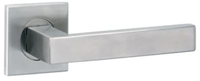 AZERODESIGN - Juego de Manilla con Roseta Cuadrada MARCO - 5,4x5,4 cm - Largo Manija de 12,5 cm - Resistente al Desgaste y la Oxidación - Fácil Instalación - Material de Acero Inoxidable 18/8 AISI 304