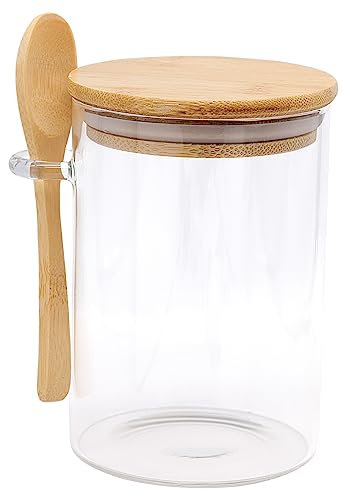 LTHERMELK Tarros de vidrio, tarros de almacenamiento de alimentos, tarros de vidrio herméticos con tapa y cuchara, especias, productos secos (500 ml)